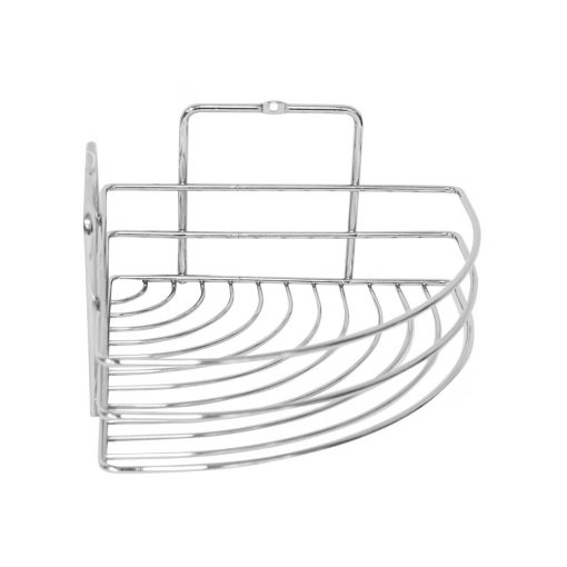 Egyszintes fürdőszobai sarokpolc, króm