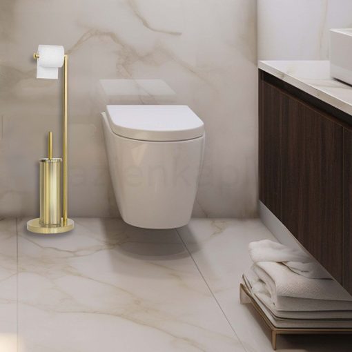 Model 104, arany álló WC-papír tartó WC-kefével