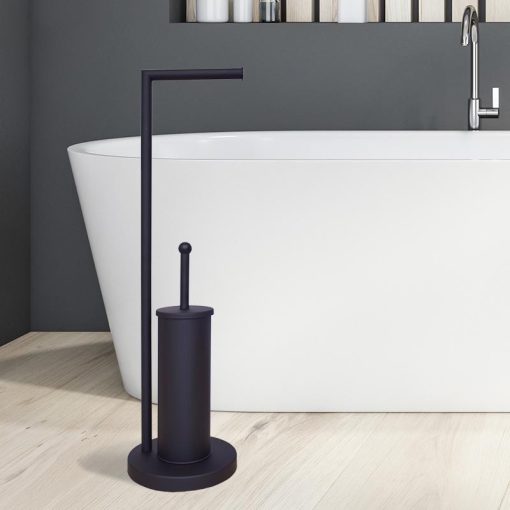 Black Model 104, fekete álló WC-papír tartó WC-kefével